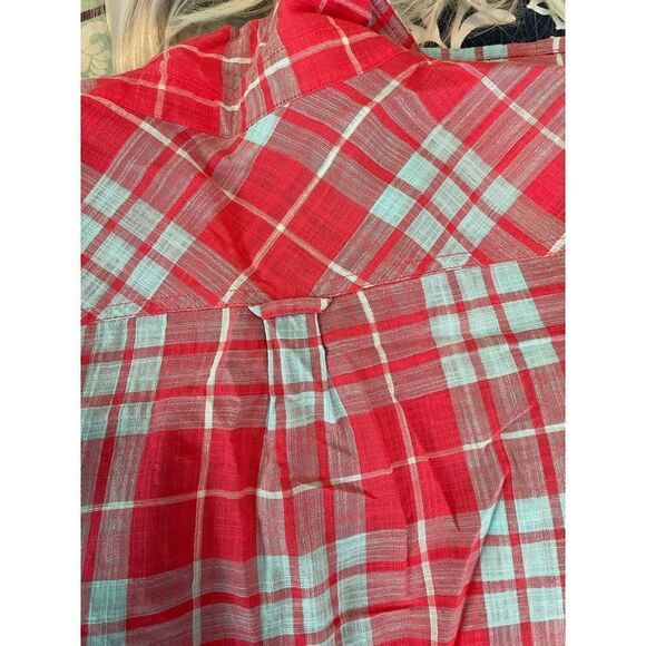 J. Crew Red Blue Checkered All Day Wear Top Small - Picture 5 of 5